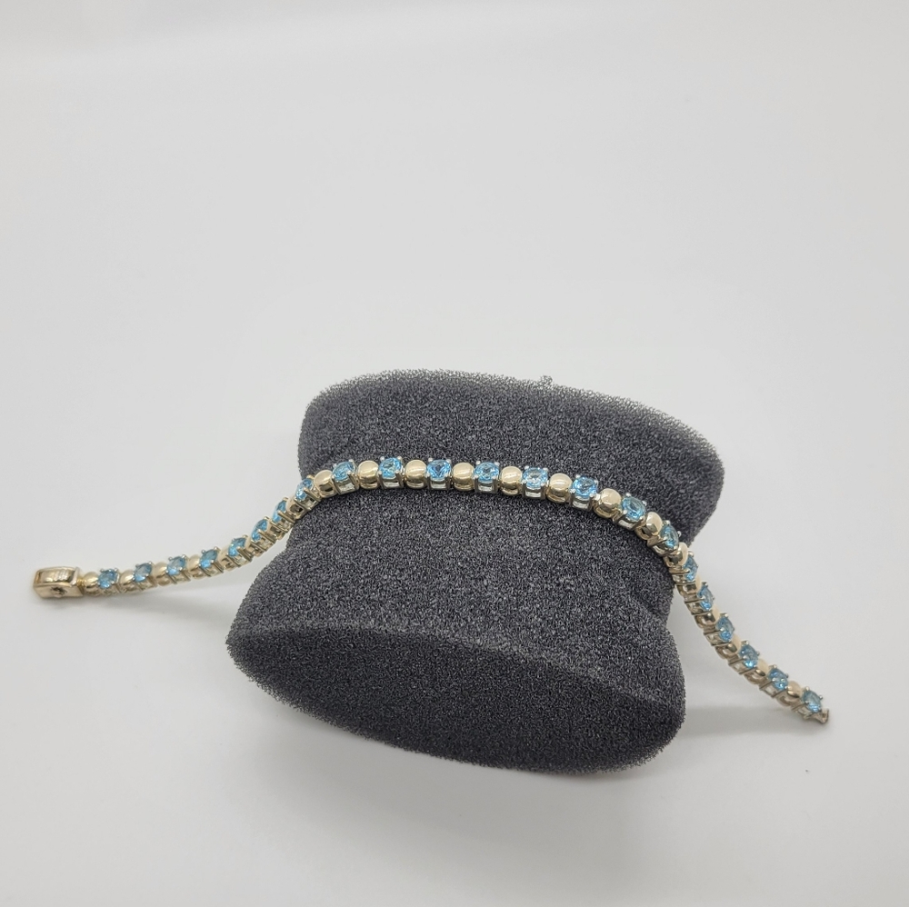 Blue Topaz and Sterling Tennis Bracelet - Picture 2 of 3